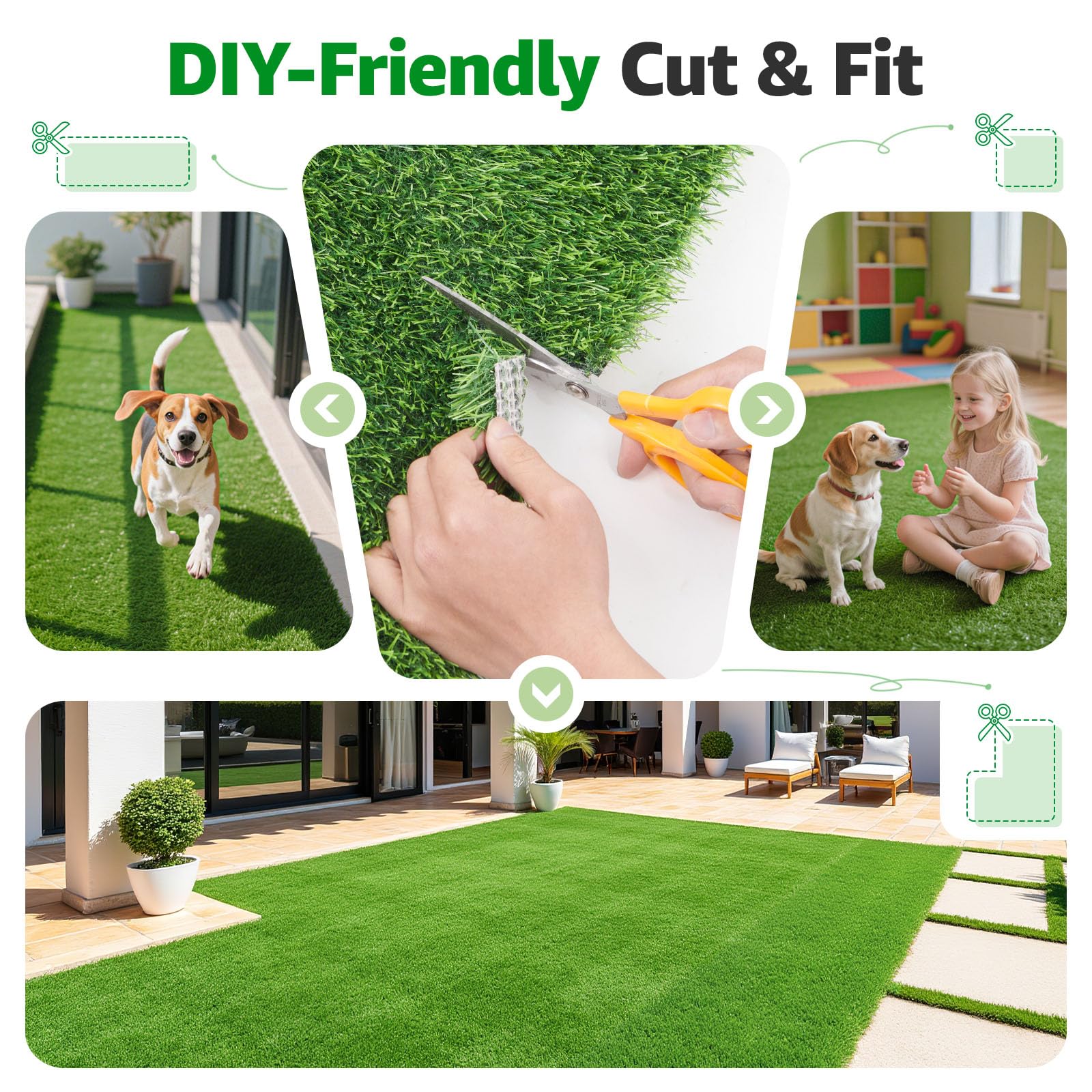PICK FOR LIFE pet using turf pad showing easy cleaning and pet-safe surface