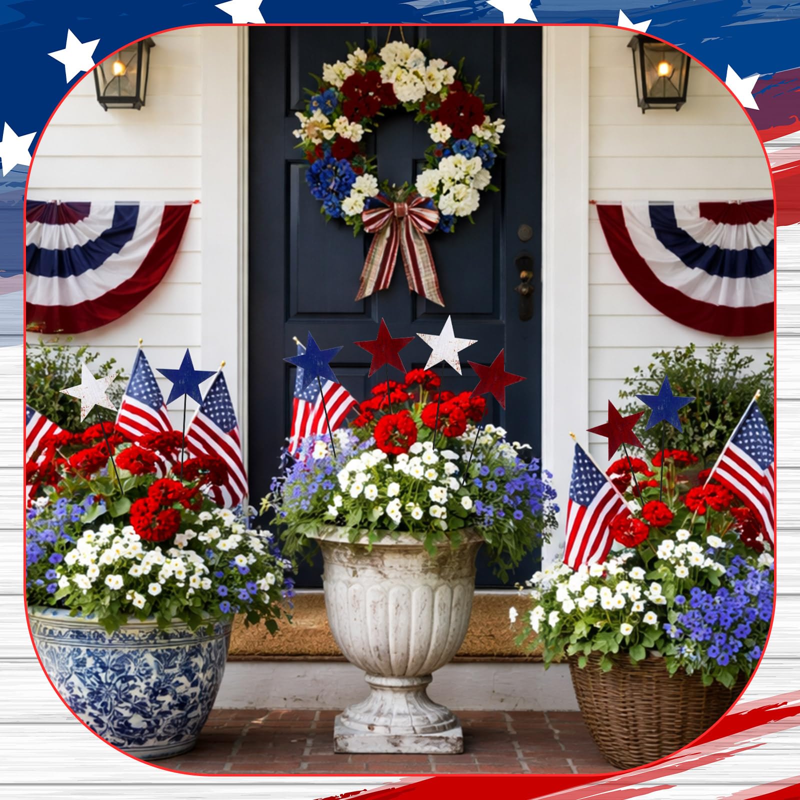 Pickmesh heart stake inserted into porch planter offering quick seasonal decoration benefit