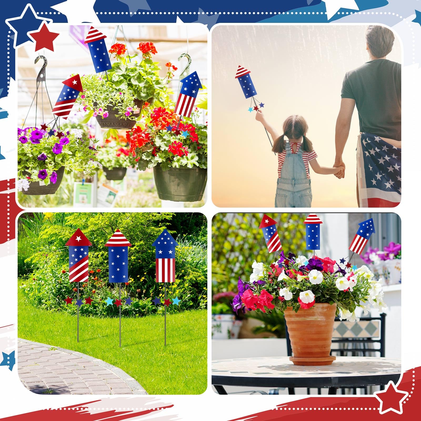 Pickmesh packaged set of six bunny stakes displayed ready to install, convenient seasonal decoration