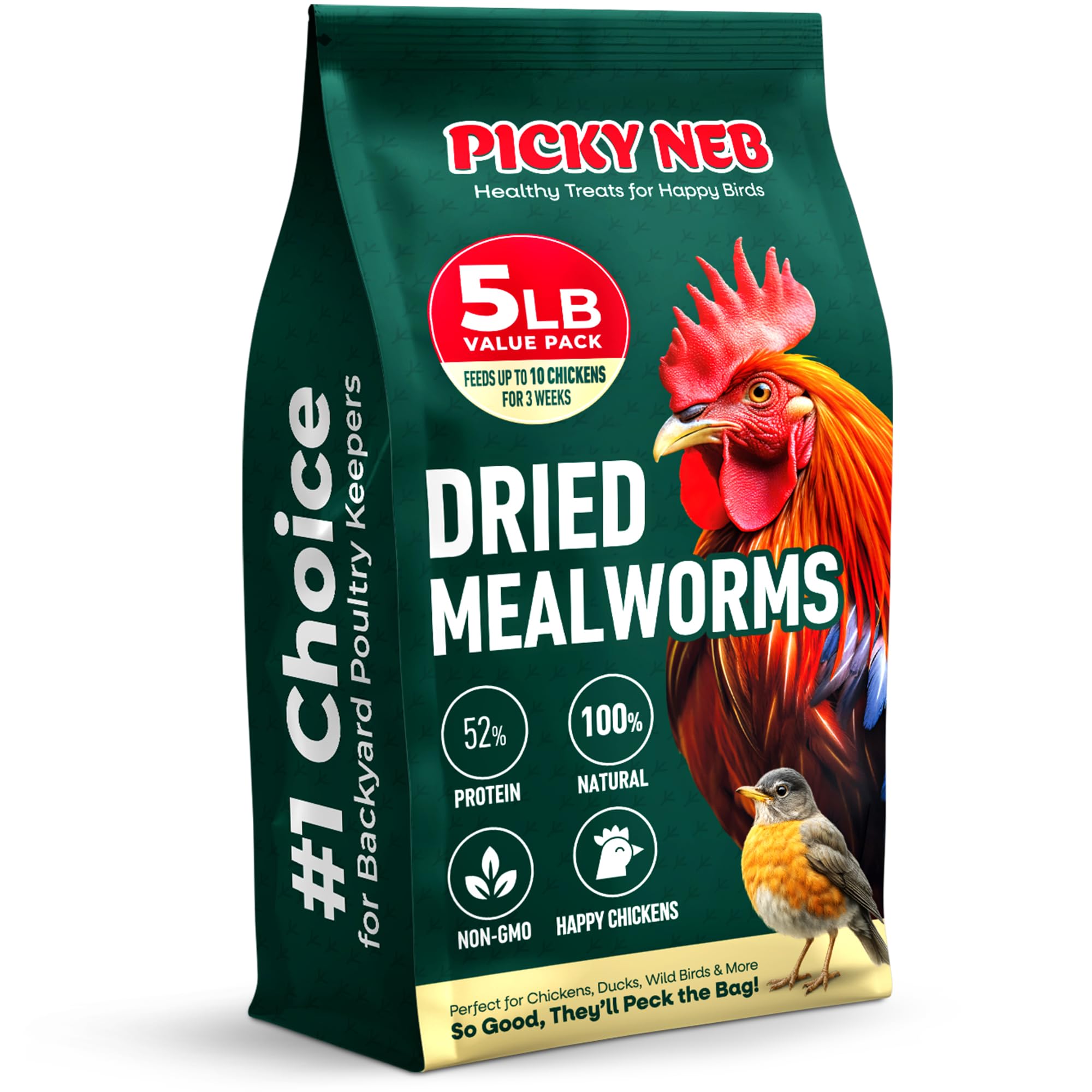 PICKY NEB front bag view showing 5 lb value and branding benefits
