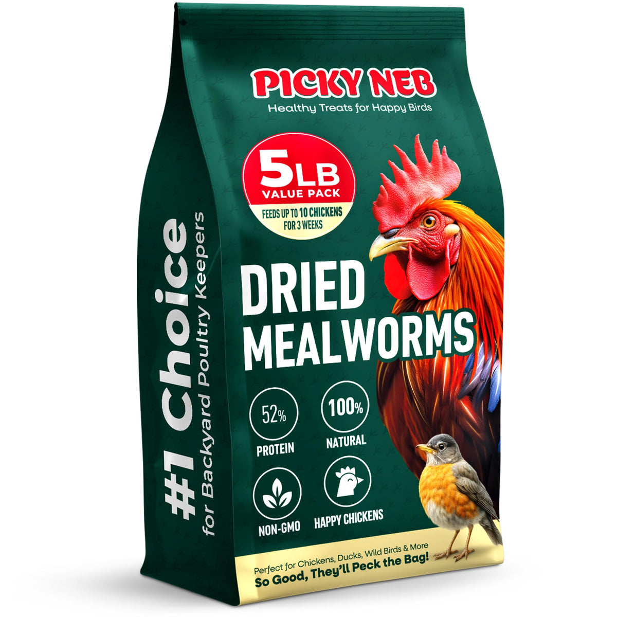 PICKY NEB front bag view showing 5 lb value and branding benefits