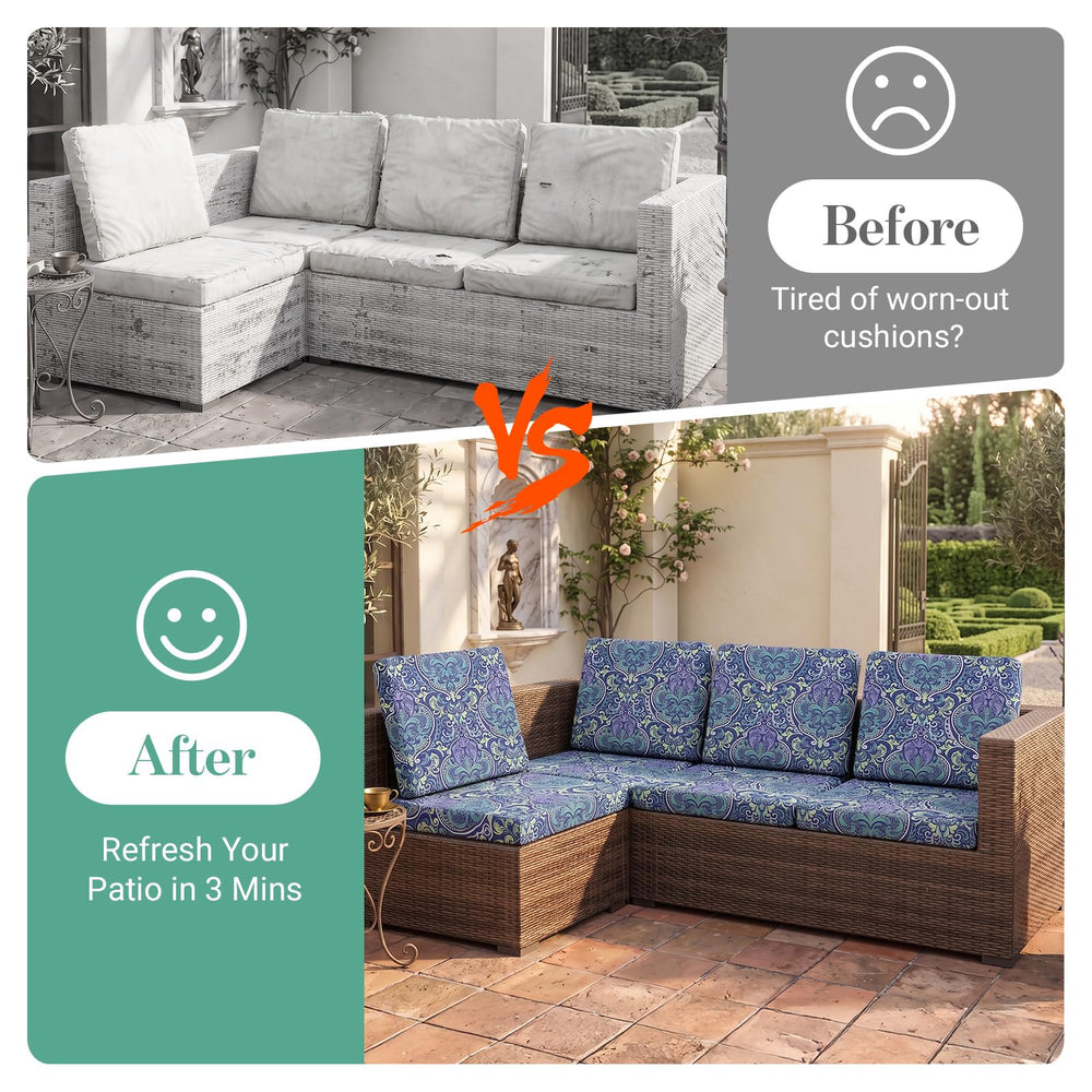 pickyNproud covers beside ruler showing fit for 20–27 inch cushions