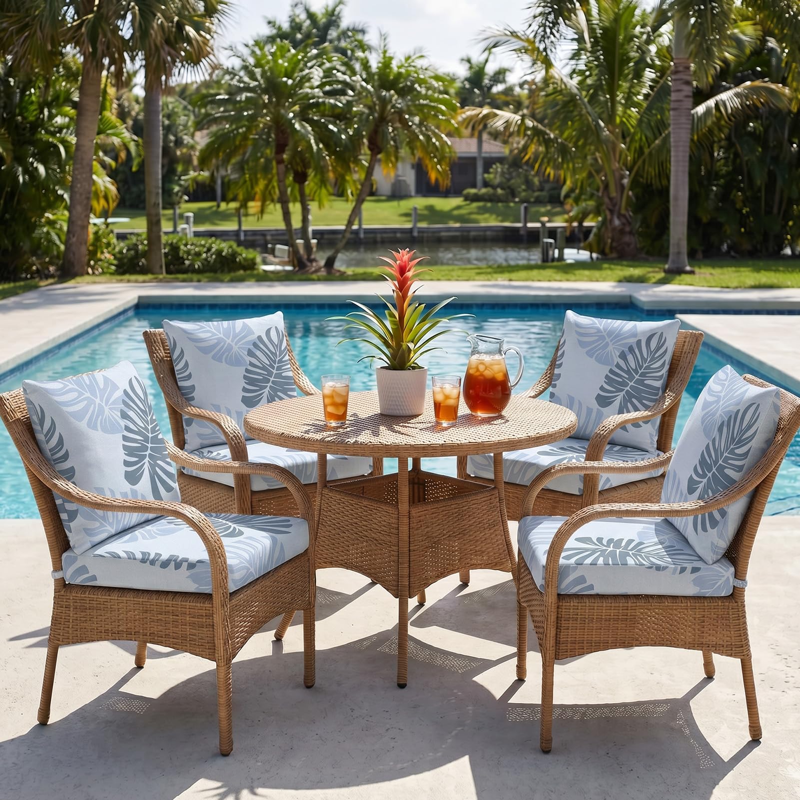 pickyNproud covers on outdoor dining chairs demonstrating stain protection benefit
