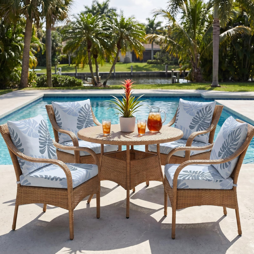 pickyNproud covers on outdoor dining chairs demonstrating stain protection benefit