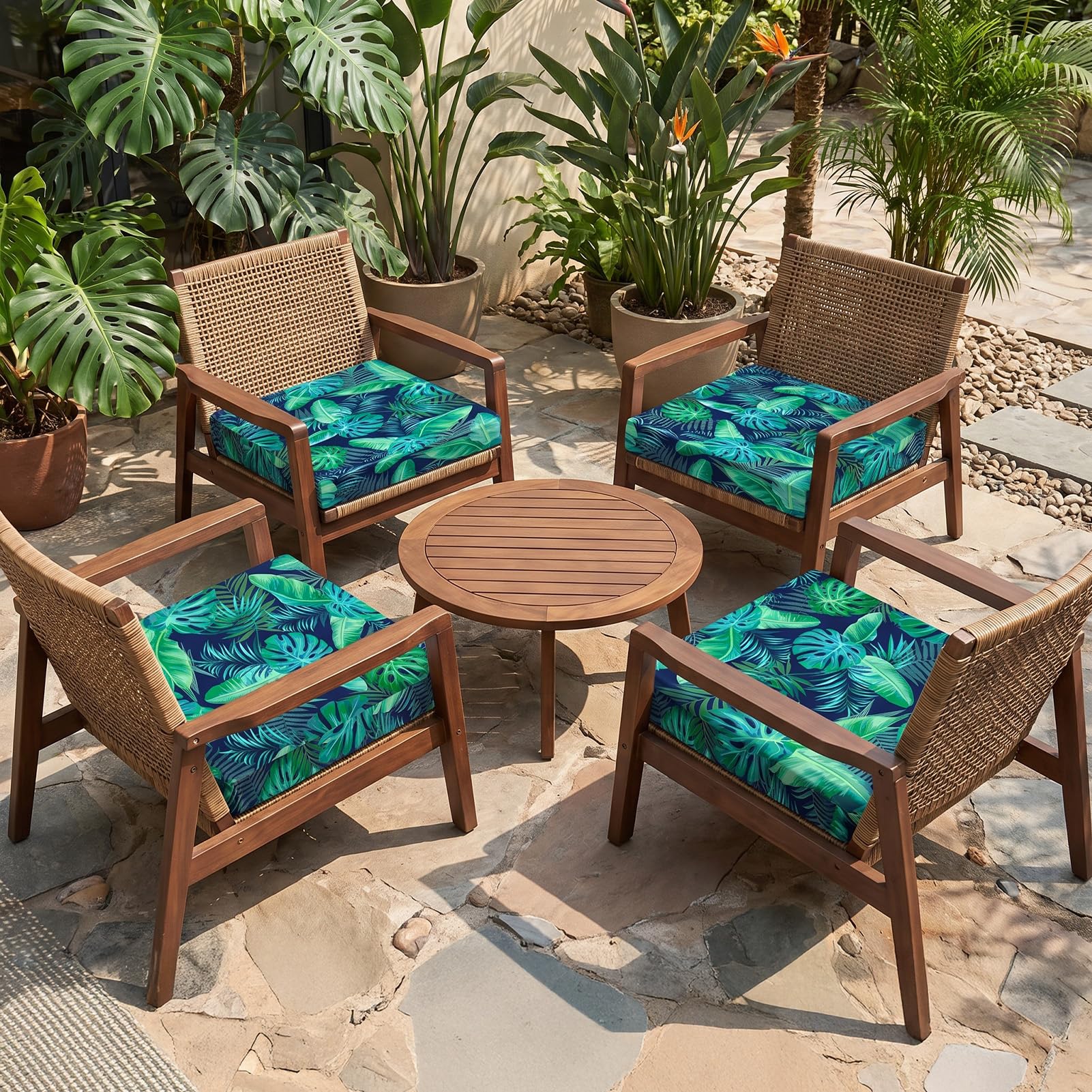 pickyNproud styled patio scene showing coordinated cushions for instant refresh