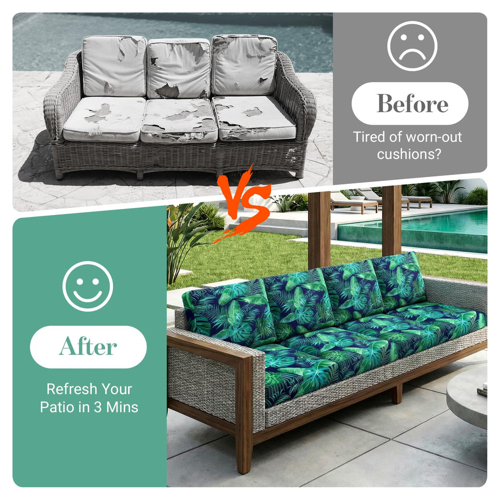 pickyNproud stacked covered cushions, demonstrates shape retention benefit