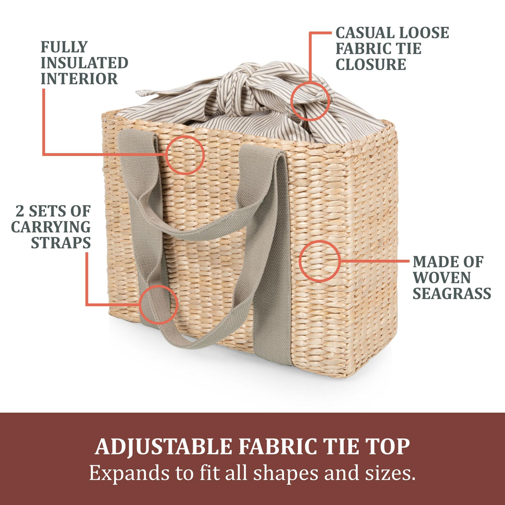PICNIC TIME close-up of woven seagrass texture showing durable handcrafted look benefit
