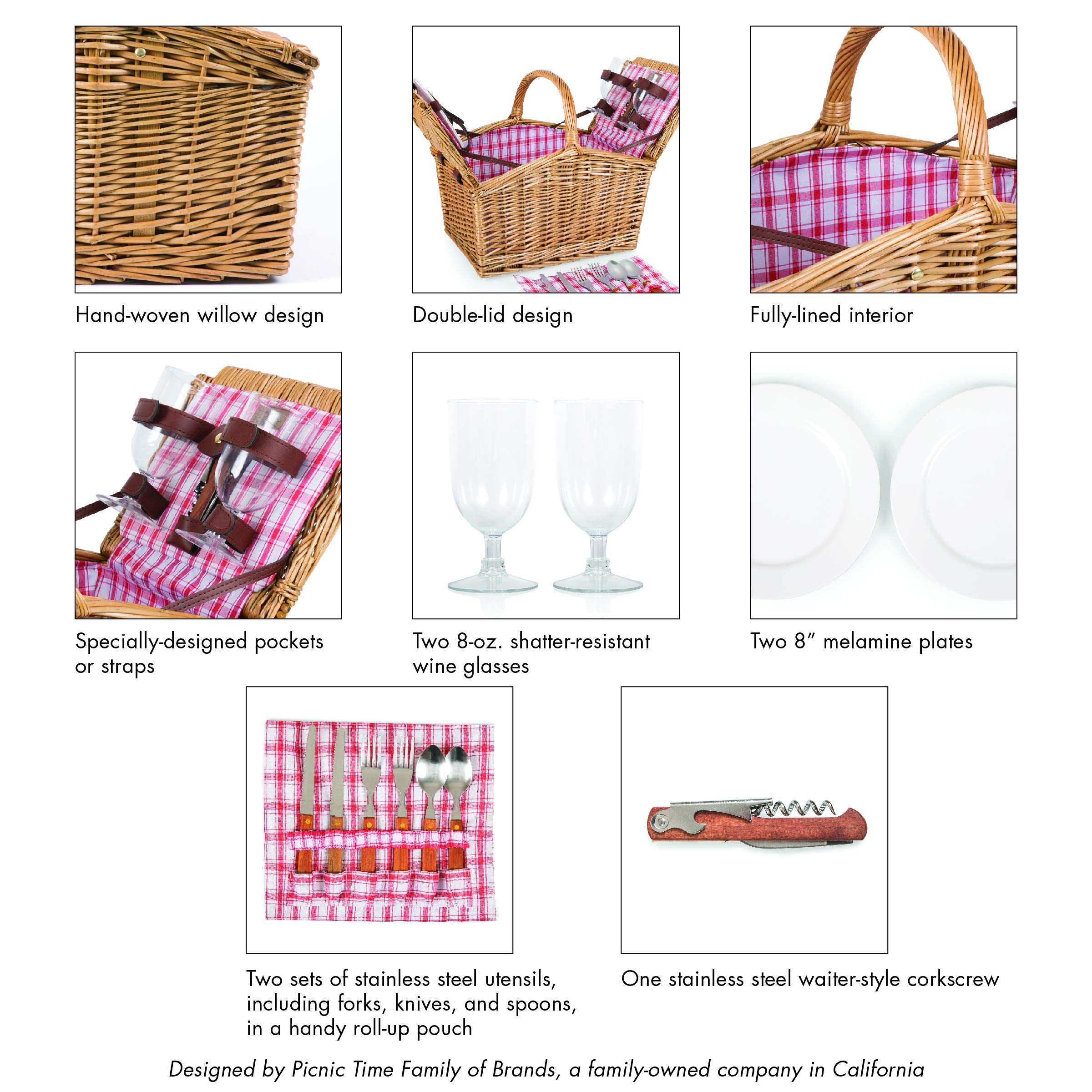 PICNIC TIME picnic basket on park blanket demonstrating ready-to-use lifestyle appeal