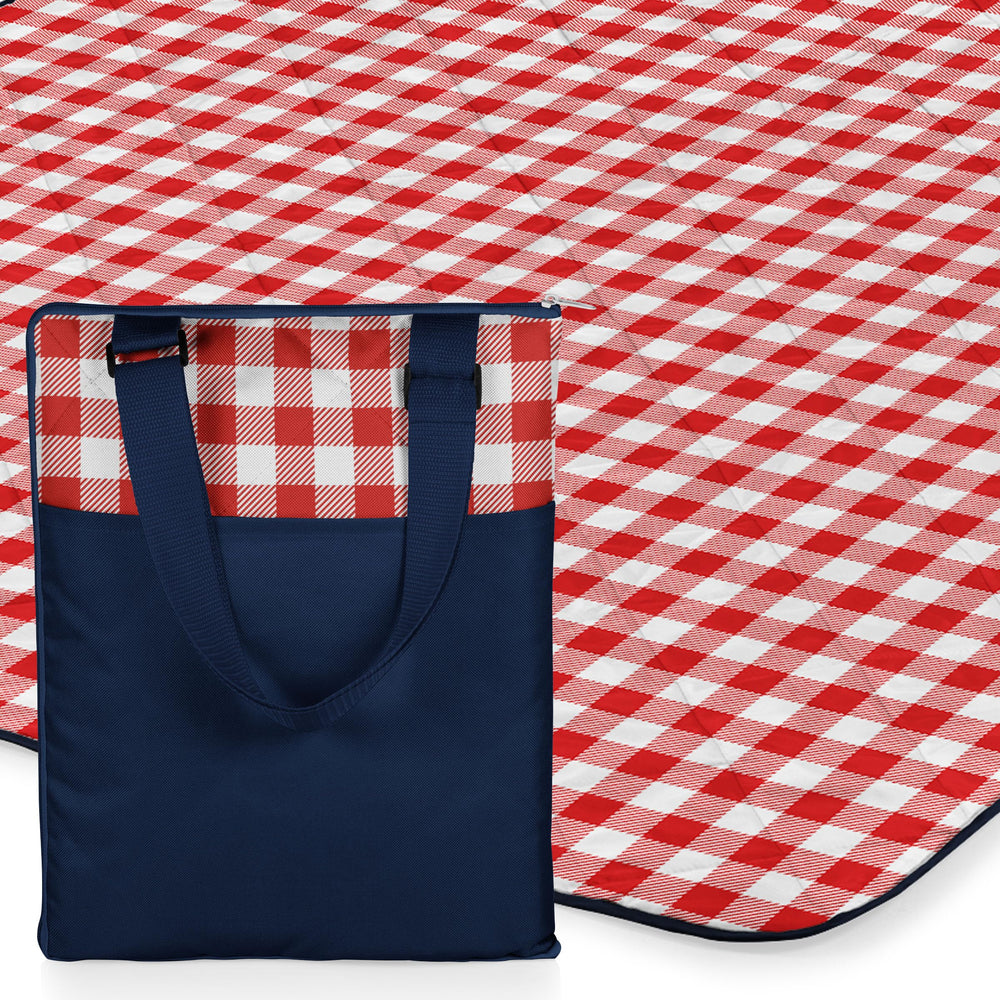 PICNIC TIME tote front view showing pocket and easy carrying convenience