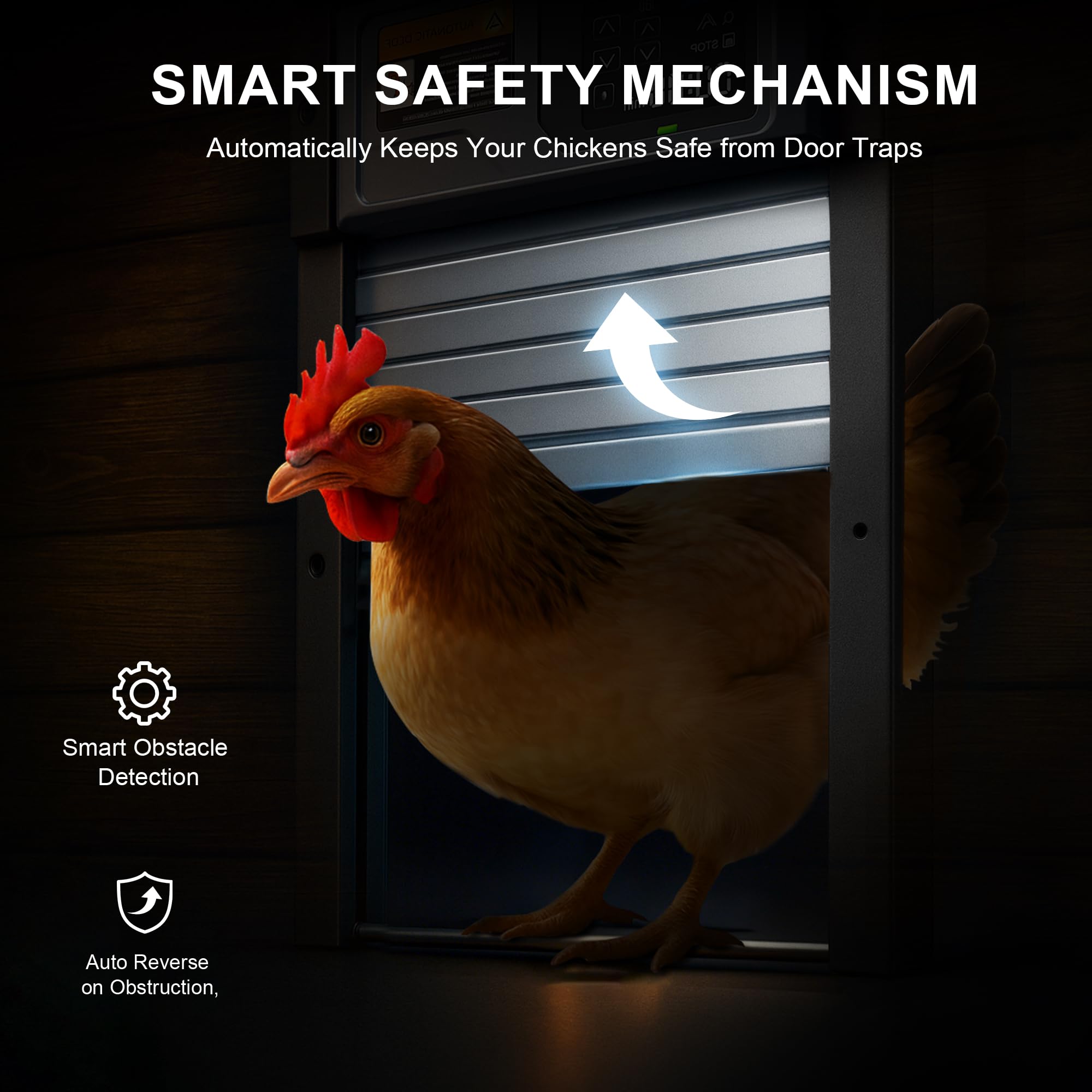 Pidemeo anti-pinch sensor close-up highlighting safety reversal when obstruction detected