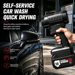 Piglulu in use drying car after wash for streak-free, touchless drying benefit