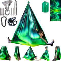 PikDos sensory swing front view showing cocoon design and calming space