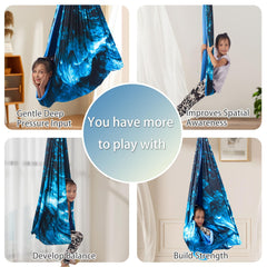 PikDos swing installed in playroom demonstrating secure indoor use