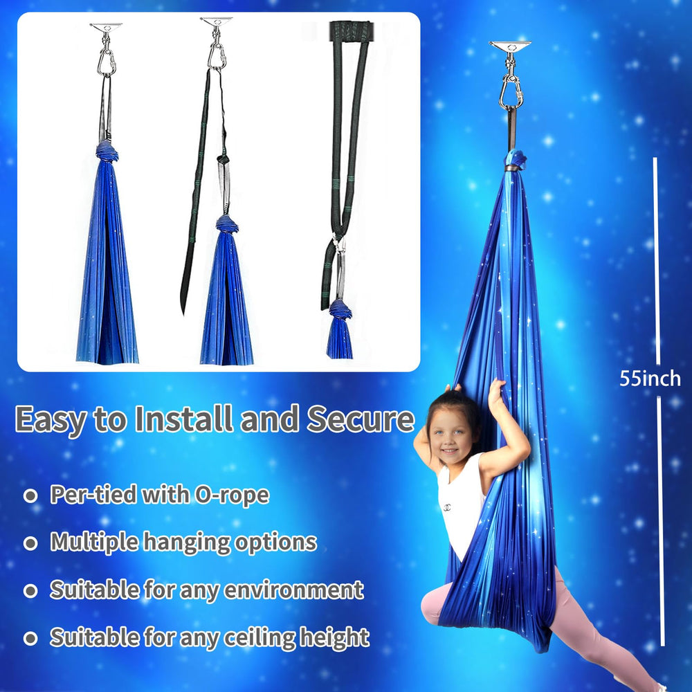 PikDos swing with child for size scale illustrating roomy 59 by 59 inch comfort benefit