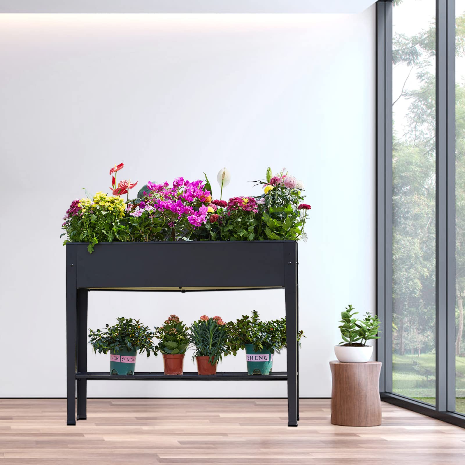 Piksedo size comparison next to a chair showing footprint benefit: fits small patios and decks