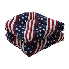 Pillow Perfect front view showing patriotic red blue stripe pattern and tufting for bold style