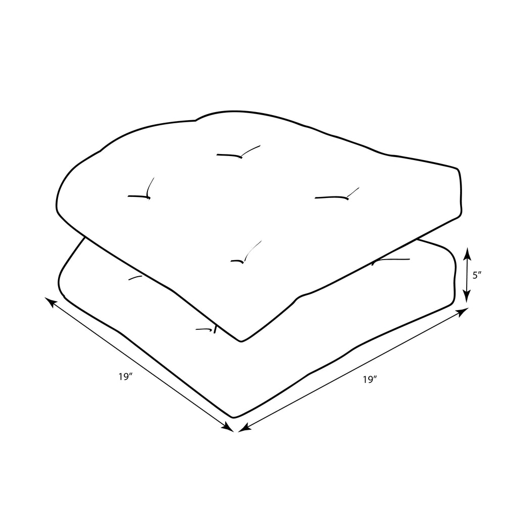 Pillow Perfect cushion beside ruler showing 19x19x5 inch dimensions for fit confirmation