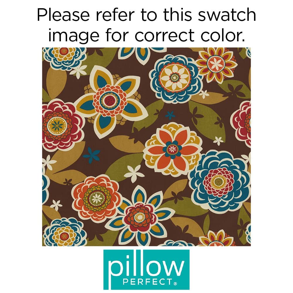 Pillow Perfect Annie fabric pattern detail showing brown and orange floral print and colorfast finish
