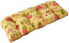 Pillow Perfect front view of floral tufted loveseat cushion showing full pattern and size benefit