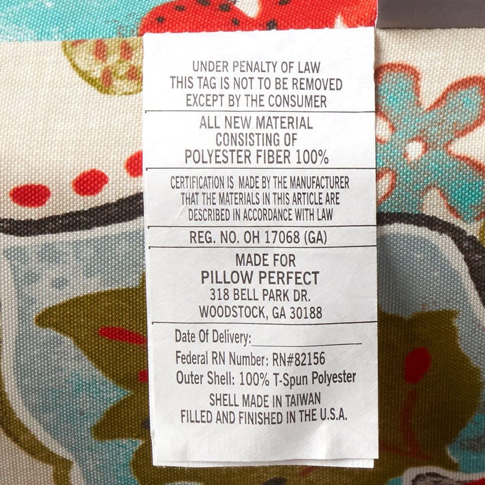 Pillow Perfect cushion next to ruler showing dimensions and deep-seat comfort