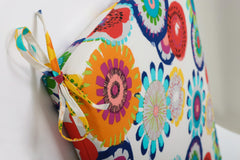 Pillow Perfect detail of reinforced 14-inch ties showing secure attachment benefit