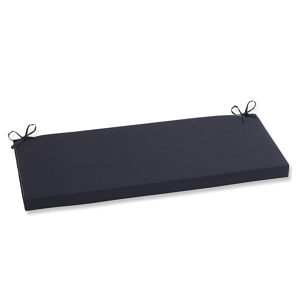 Pillow Perfect Fresco Black front view on wicker bench showing sleek contrast and durable fabric