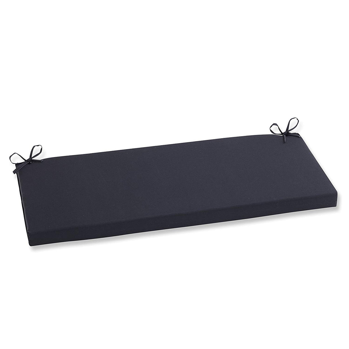 Pillow Perfect Fresco Black front view on wicker bench showing sleek contrast and durable fabric