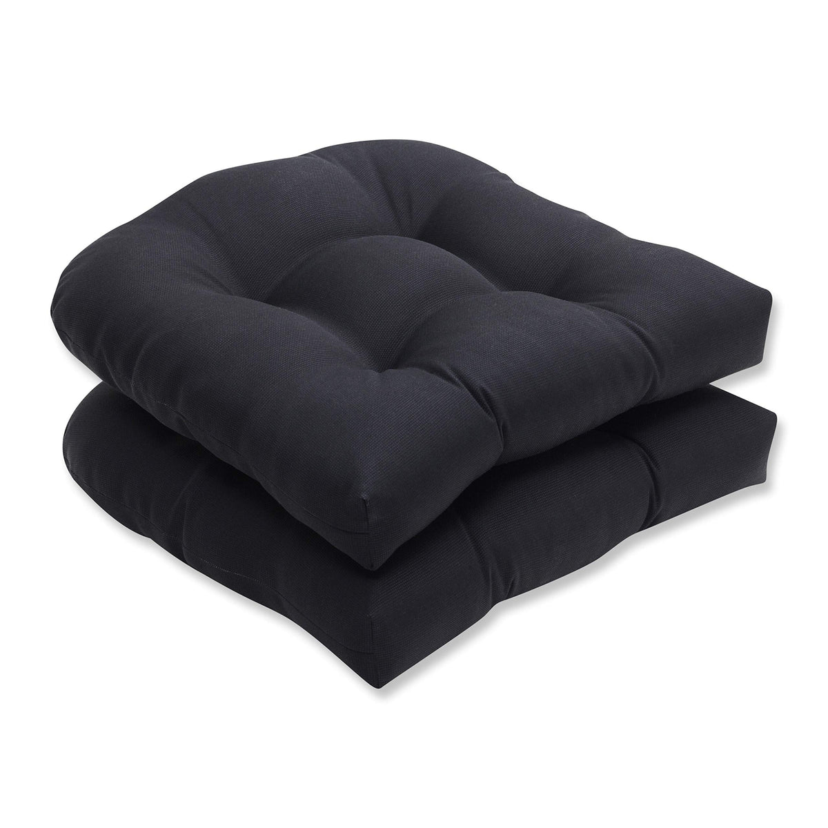 Pillow Perfect Fresco Black front view showing tufted seat and rounded corners for style