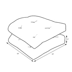 Pillow Perfect Fresco Black next to ruler showing 19x19 inch size and 5 inch thickness