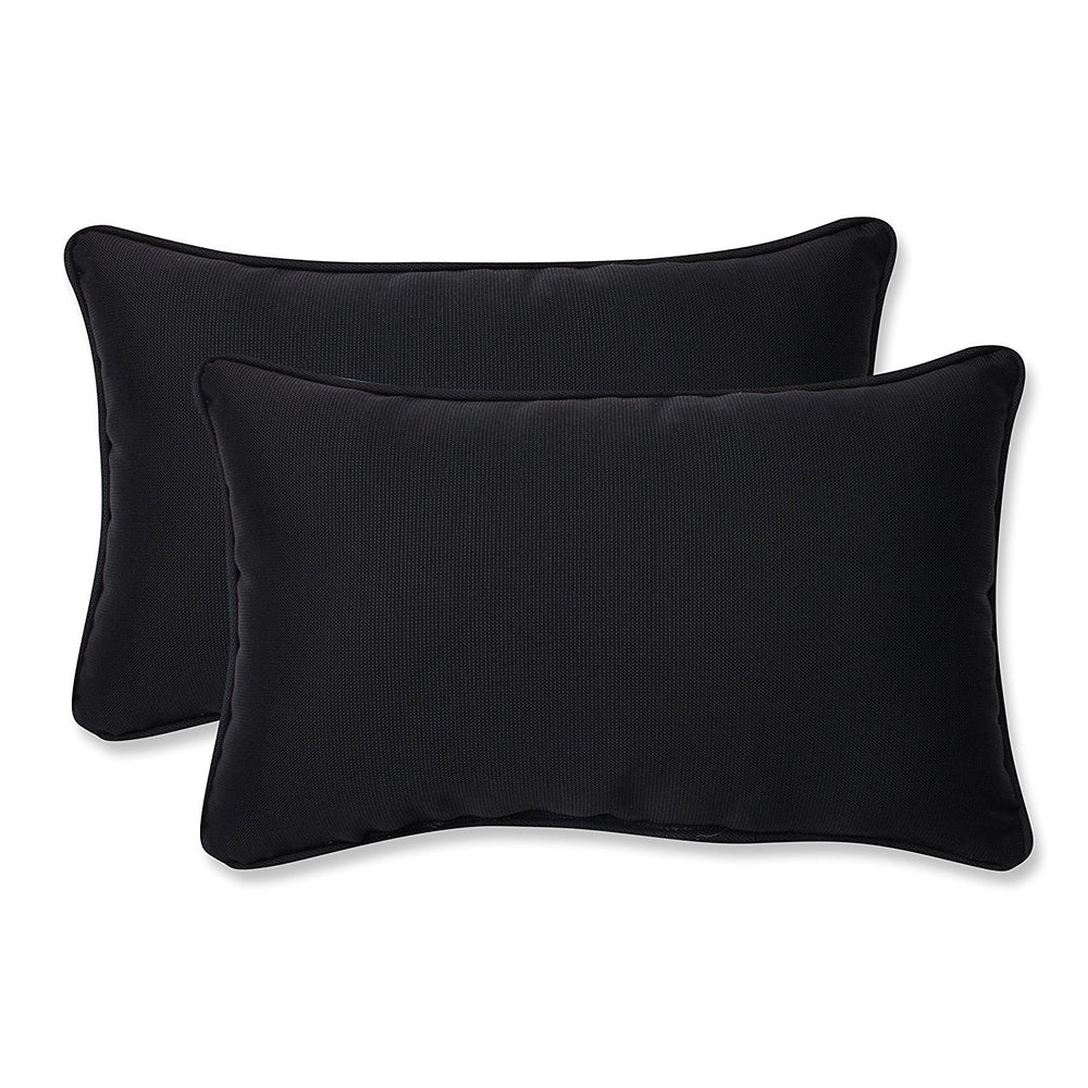 Pillow Perfect Fresco black lumbar pillows front view showing tailored edges and plush filling benefit
