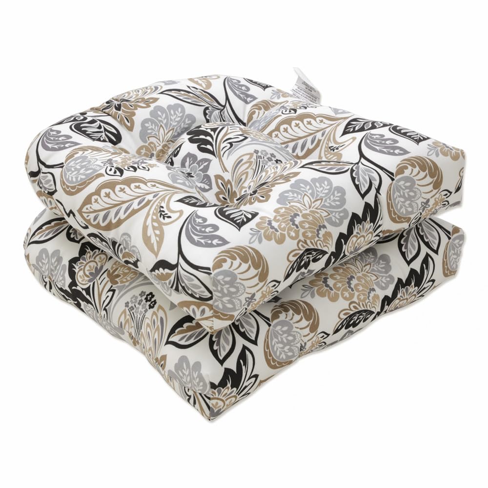 Pillow Perfect front view of two floral tufted seat cushions showing pattern and color balance