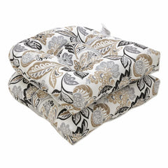 Pillow Perfect front view of two floral tufted seat cushions showing pattern and color balance