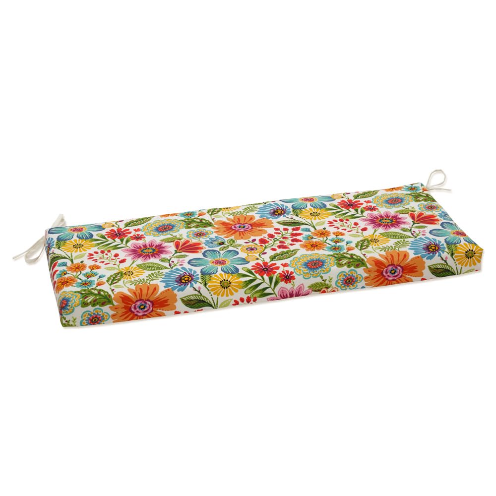 Pillow Perfect front view showing bright floral pattern and neat square corners