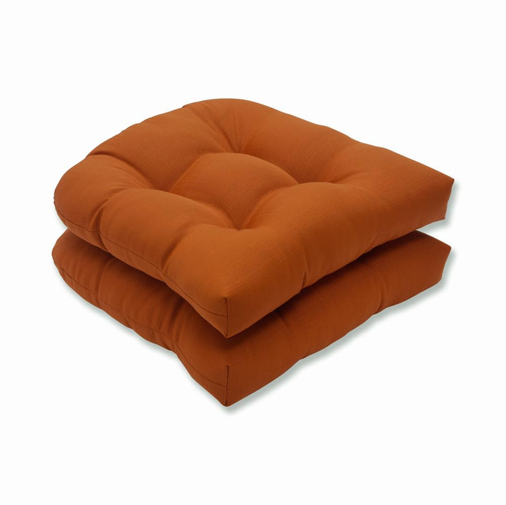 Pillow Perfect front view of two orange Monti Chino cushions showing bold color and neat finish