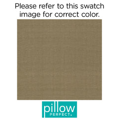 Pillow Perfect cushion on wicker loveseat demonstrating outdoor styling benefit