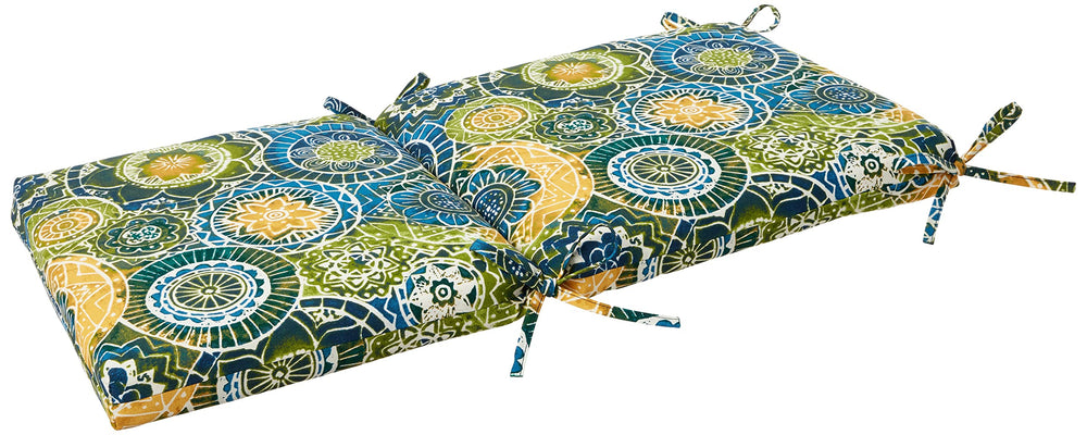 Pillow Perfect Omnia Lagoon close-up of mandala print revealing durable fabric texture
