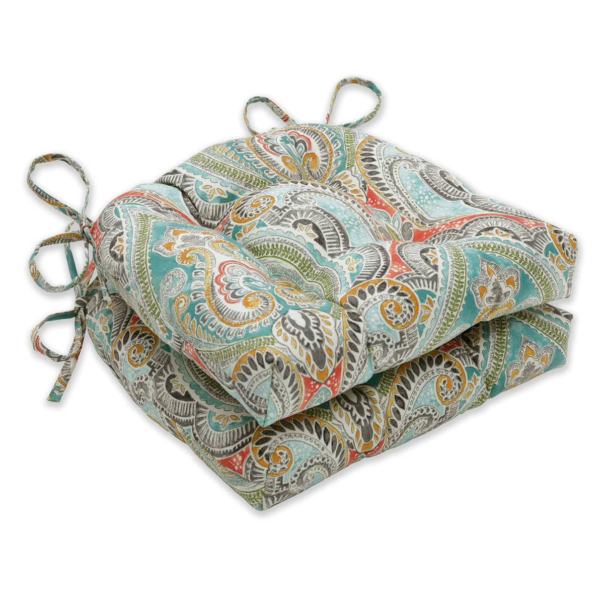 Pillow Perfect front view of paisley cushion set showing pattern and colors, adds style