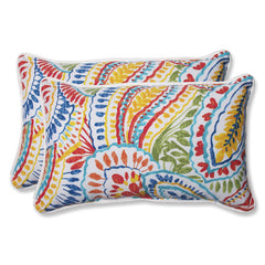 Pillow Perfect front view showing paisley pattern and welt for bold outdoor styling