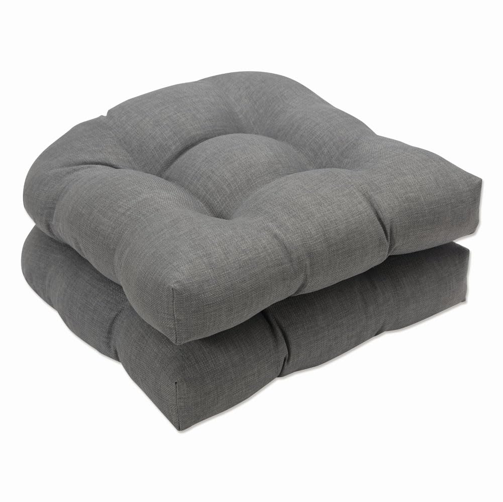 Pillow Perfect front view of two graphite gray cushions showing neat tufting and rounded corners for versatile styling