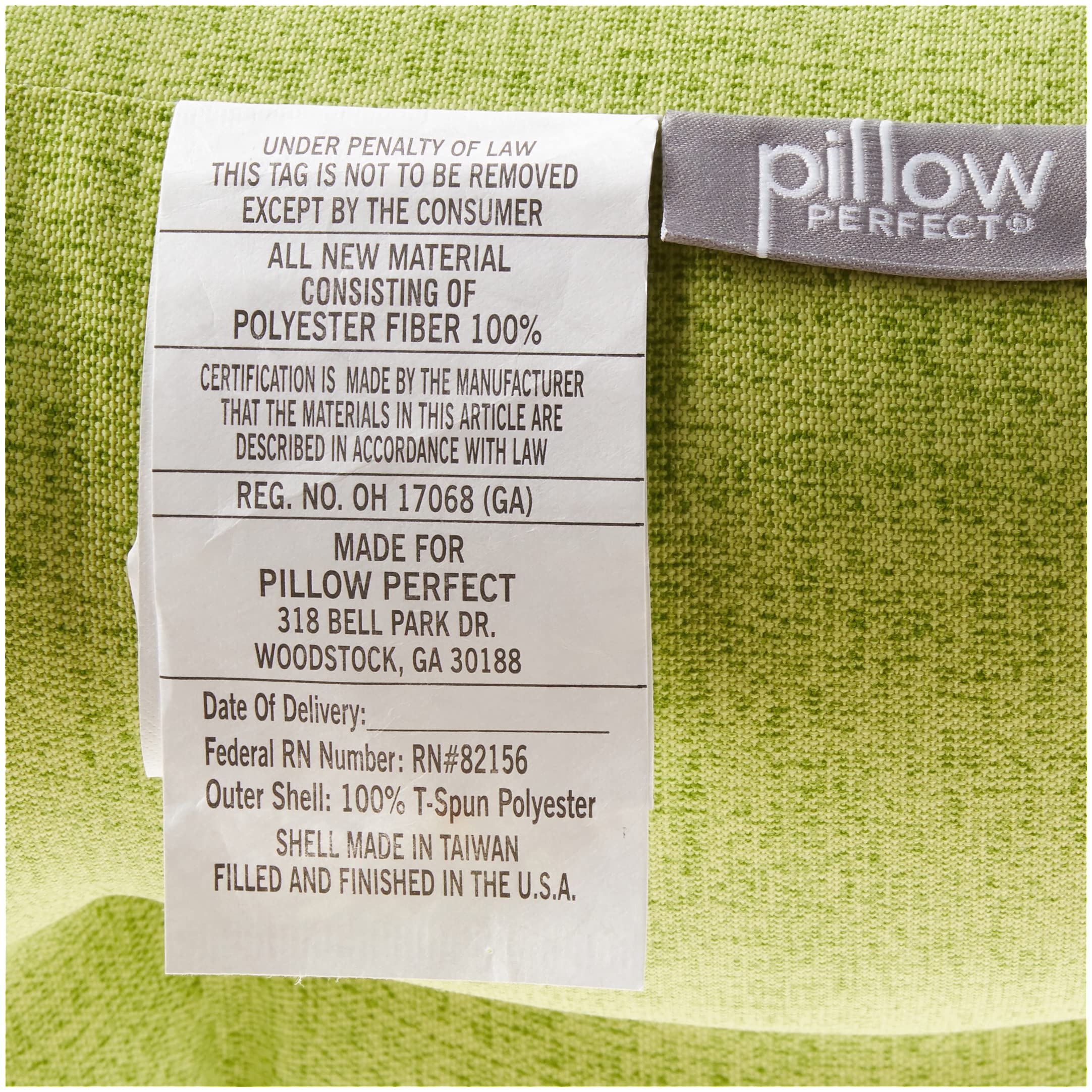 Pillow Perfect two cushions stacked to show 19x19x5 size and plush recycled fill