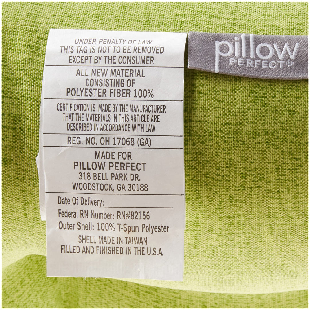 Pillow Perfect two cushions stacked to show 19x19x5 size and plush recycled fill