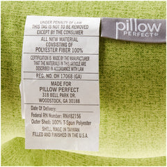 Pillow Perfect two cushions stacked to show 19x19x5 size and plush recycled fill