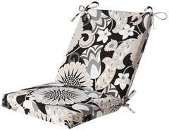 Pillow Perfect Sophia front view showing bold black floral pattern and deep-seat comfort