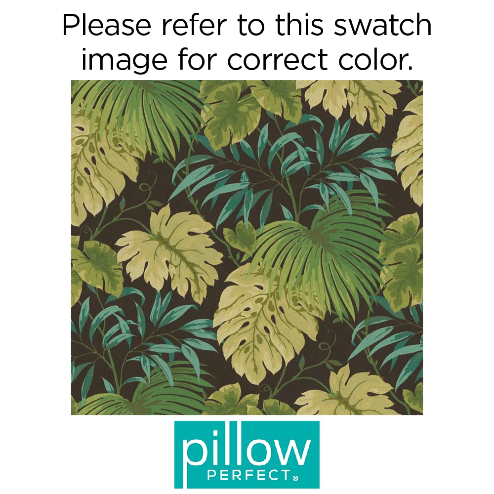 Pillow Perfect close-up tuft and fabric texture highlighting durable outdoor material and vivid foliage print