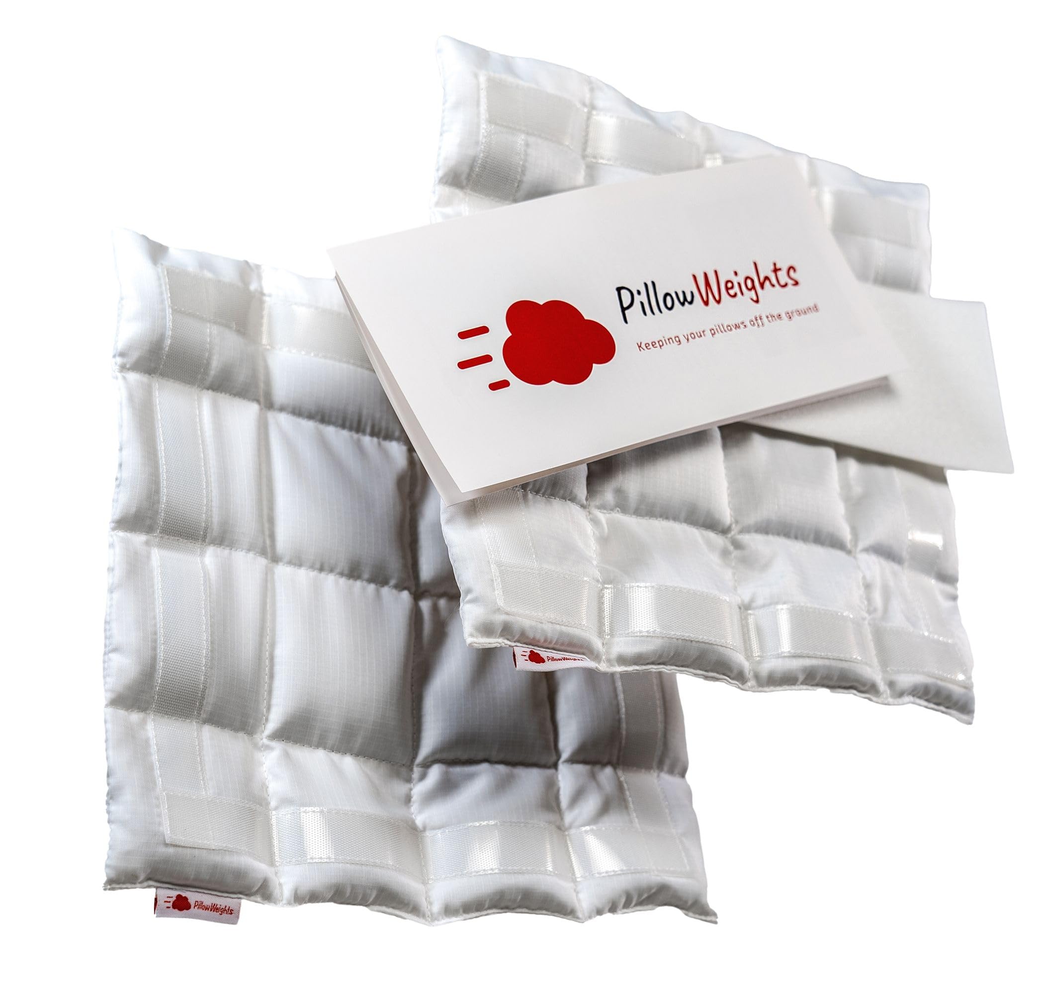 PillowWeights front packaging showing two discreet outdoor inserts and benefits