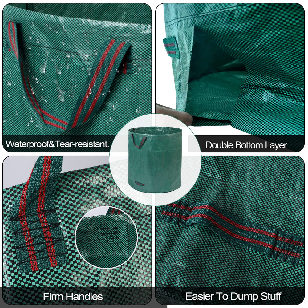 Pilntons folded reusable yard bags stored compactly, saving space and ready for next use