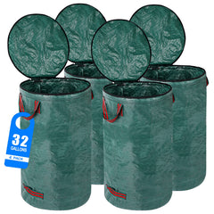 Pilntons front view of four reusable yard bags showing capacity and tidy storage benefit
