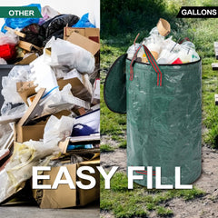 Pilntons bag in use collecting leaves with lid zipped preventing spills during transport