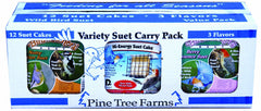 Pine Tree Farms front packaging showing three suet flavors and feeding variety