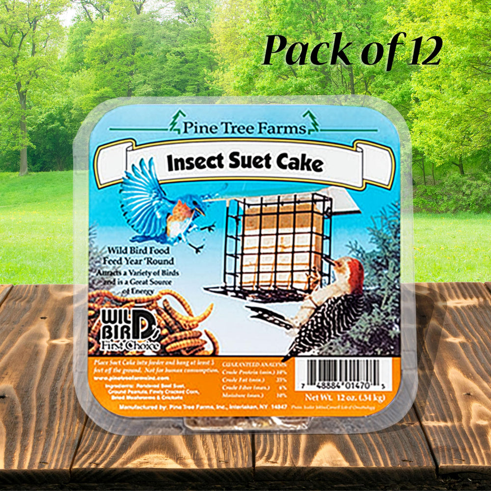 Pine Tree Farms close-up of cake texture with visible mealworms benefit birds